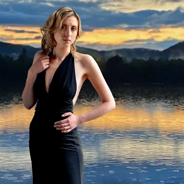 promotional photography and women in black by loch at sunset fashion photography portrait photography by photographer in fife