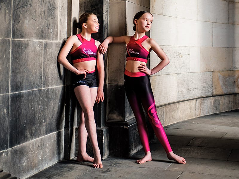 young dancers posing in school outfit by dance photographer in fife